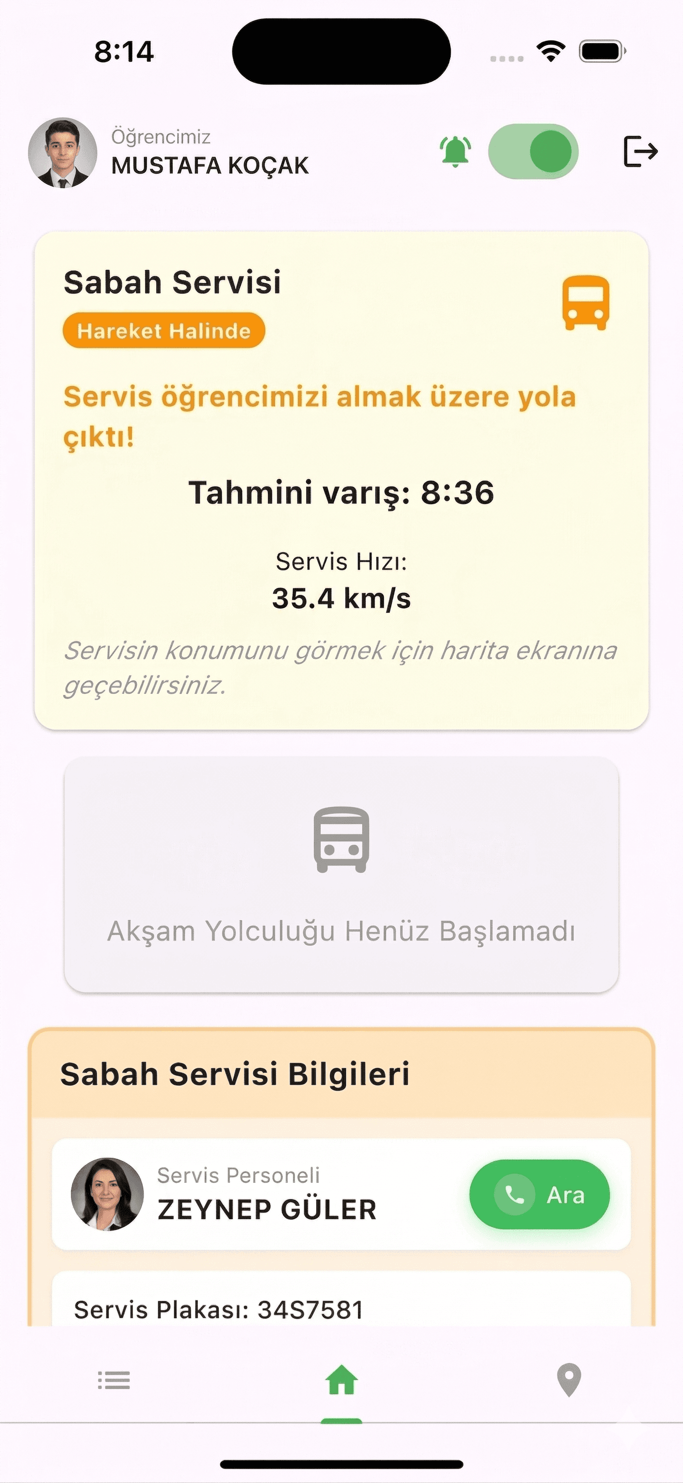 Uygulama ekranı: parent-home-screen