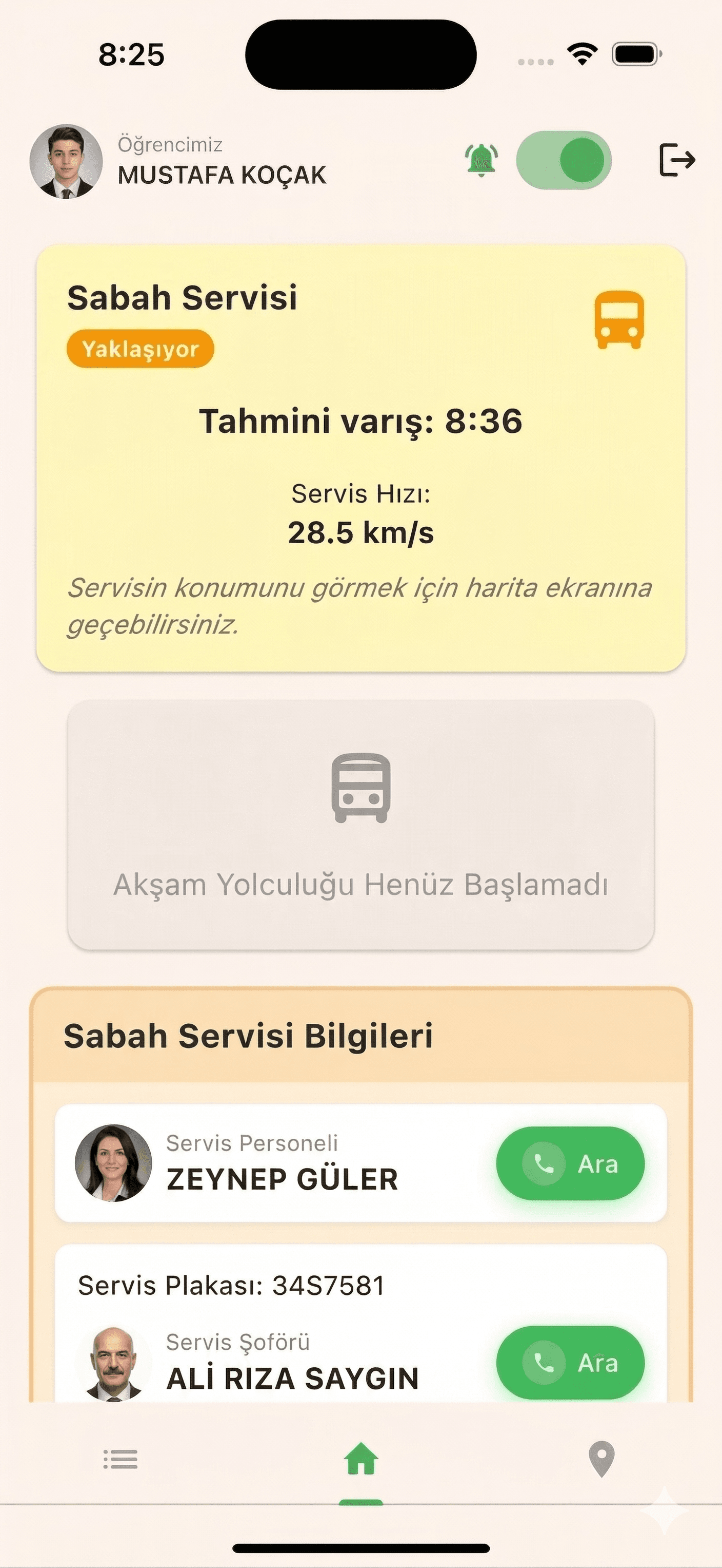 Uygulama ekranı: approaching